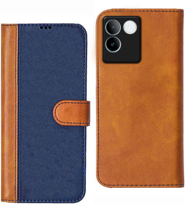 Knotyy Flip Cover for IQOO Z7 Pro 5G, IQoo Z7 Pro 5G(Blue, Brown, Dual Protection, Pack of: 1)