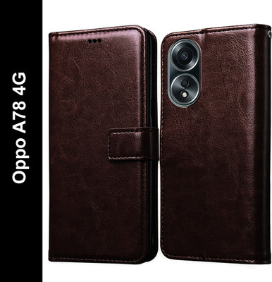 Casotec Flip Cover for Oppo A78 4G(Brown, Pack of: 1)