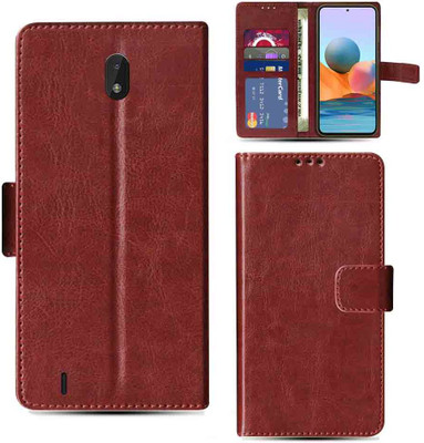 Kalua Mall Flip Cover for Nokia C01 Plus phone flip cover | Nokia TA-1383 phone flip cover | Brown(Brown, Magnetic Case, Pack of: 1)