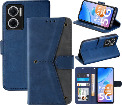 Autofocus Flip Cover for Mi Redmi 11 Prime 5G(Blue, Camera Bump Protector, Pack of: 1)
