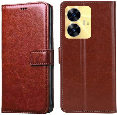 Fastship Flip Cover for Realme RMX3710 / C55(Brown, Magnetic Case, Pack of: 1)