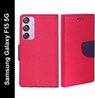 Wristlet Flip Cover for Samsung Galaxy F15 5G(Pink, Cases with Holder, Pack of: 1)