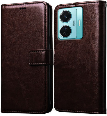Casotec Flip Cover for Vivo T1 Pro 5G(Brown, Pack of: 1)
