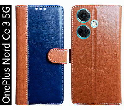 Toklot Flip Cover for OnePlus Nord Ce 3 5G(Brown, Blue, Pack of: 1)