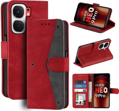 Unistuff Flip Cover for iQOO Neo 9 Pro 5G(Red, Camera Bump Protector, Pack of: 1)