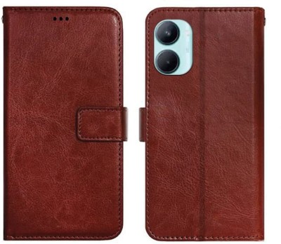 AmericHome Flip Cover for Realme C33 RMX3624, Realme C33 2023(Brown, Grip Case, Pack of: 1)