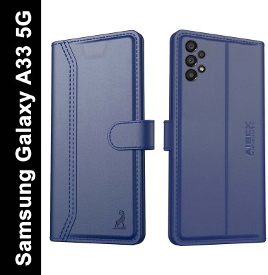 AIBEX Flip Cover for Samsung Galaxy A33 5G|Vegan PU Leather |Foldable Stand & Pocket(Blue, Cases with Holder, Pack of: 1)