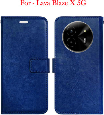 Toklot Flip Cover for Lava Blaze X 5G(Blue, Pack of: 1)