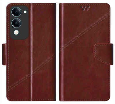 SBMS Flip Cover for Vivo Y19e / Vivo Y04 4G / Vivo Y29s 5G Back Cover Case(Brown, Shock Proof, Pack of: 1)