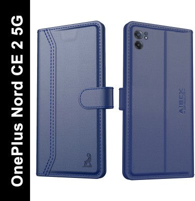 AIBEX Flip Cover for OnePlus Nord CE 2 5G|Vegan PU Leather |Foldable Stand & Pocket(Blue, Cases with Holder, Pack of: 1)