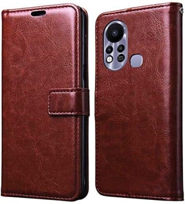 Cute Click Flip Cover for Cute Click Leather Finish Flip Back Cover for Infinix Hot 11S(Brown, Camera Bump Protector, Pack of: 1)