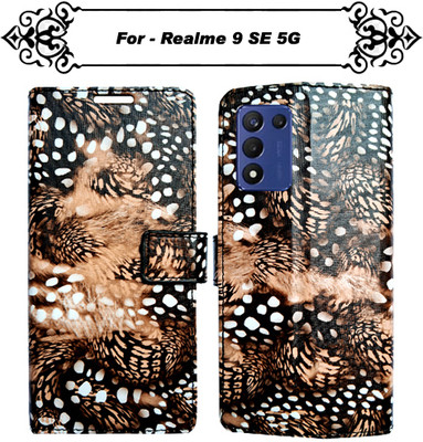 Asmart Flip Cover for Realme 9 SE 5G(Brown, Pack of: 1)