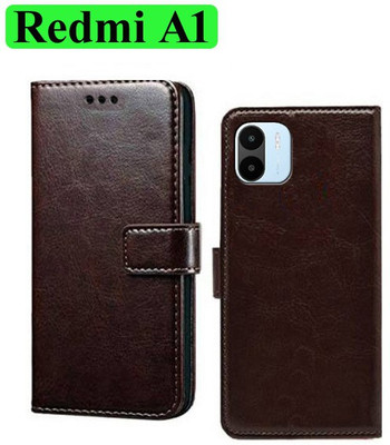 Wynhard Flip Cover for Mi A1, Redmi A1 2022, Redmi A2 2023(Brown, Grip Case, Pack of: 1)
