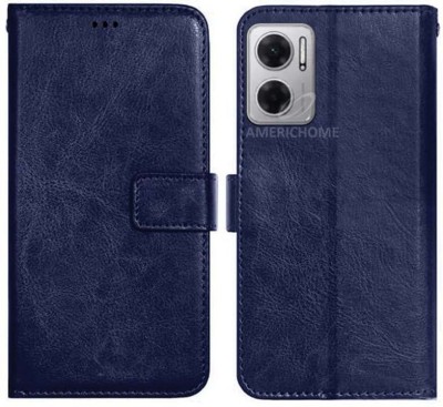 CASETREE Flip Cover for REDMI 11 Prime 5G leather cover(Blue, Grip Case, Pack of: 1)