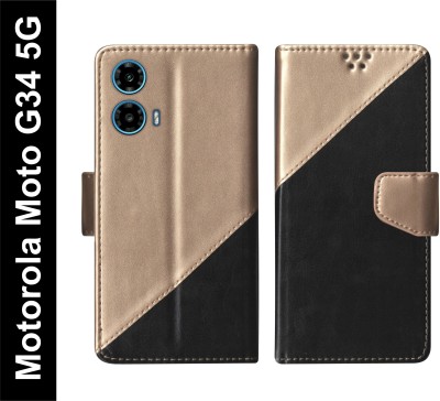 SScase Flip Cover for Motorola Moto G34 5G(Black, Shock Proof, Pack of: 1)