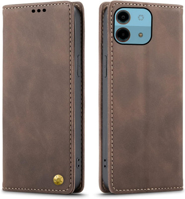 GoPerfect Flip Cover for Ai Plus Nova 5G(Brown, Shock Proof, Pack of: 1)