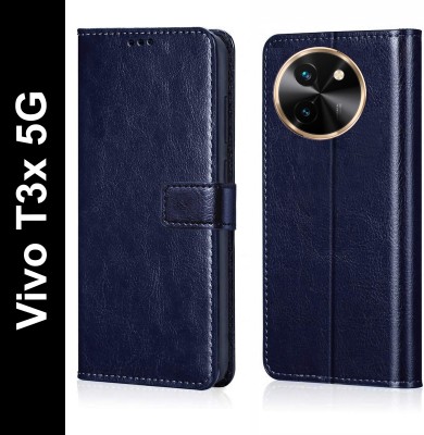 Cockcrow Flip Cover for Vivo T3x 5G(Blue, Shock Proof, Pack of: 1)