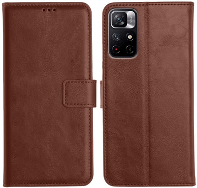 CASETREE Flip Cover for Redmi Note 11T 5G, Mi Redmi Note 11T 5G, Poco M4 Pro 5G(Brown, Grip Case, Pack of: 1)