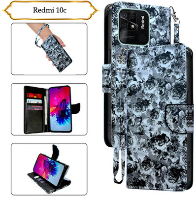 Asmart Flip Cover for Redmi 10c(Black, Pack of: 1)