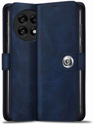 SESS XUSIVE Flip Cover for OnePlus 13R 5G Designer Button Flip Cover - Button Blue(Brown, Dual Protection)