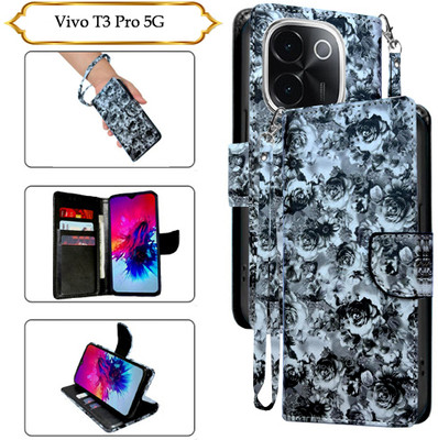 SALGO Flip Cover for Vivo T3 Pro 5G(Black, Pack of: 1)