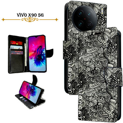 Cutemart Flip Cover for Vivo X90 5G(Black, Pack of: 1)