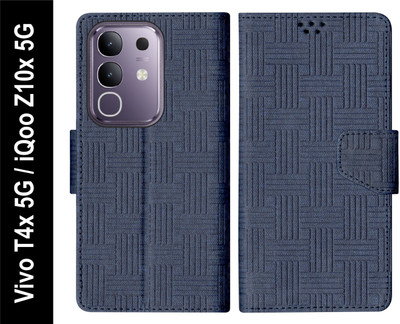 SBMS Flip Cover for Vivo T4x 5G / iQOO Z10x 5G Back Cover Case with Magnatic Closure(Blue, Shock Proof, Pack of: 1)