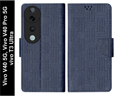 SBMS Flip Cover for Vivo V40 Pro 5G / Vivo V40 5G / Vivo T3 Ultra 5G Back Cover Case with Magnatic Closure(Blue, Shock Proof, Pack of: 1)