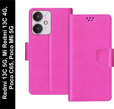 SBMS Flip Cover for Mi Redmi 13C 5G / Mi Redmi 13C 4G / Poco C65 / Poco M6 5G Back Cover Case(Pink, Shock Proof, Pack of: 1)