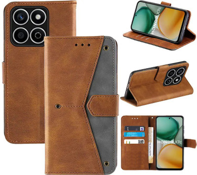 Aaghosh Flip Cover for Honor X7c 5G(Brown, Shock Proof, Pack of: 1)