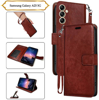 SALGO Flip Cover for Samsung Galaxy A25 5G(Brown, Pack of: 1)