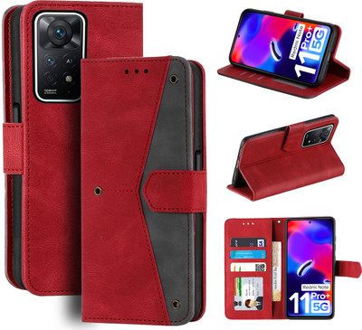 Unistuff Flip Cover for Redmi Note 11 Pro Plus 5G(Red, Camera Bump Protector, Pack of: 1)