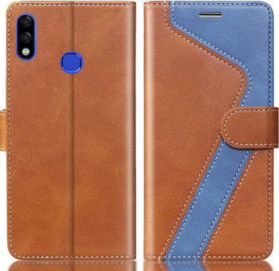TWIGLO Flip Cover for Infinix Hot 7 Pro(Brown, Blue, Dual Protection, Pack of: 1)