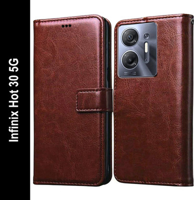 Casotec Flip Cover for Infinix Hot 30 5G(Brown, Pack of: 1)