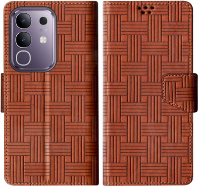 SBMS Flip Cover for Vivo T4x 5G / iQOO Z10x 5G Back Cover Case with Magnatic Closure(Brown, Shock Proof, Pack of: 1)