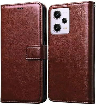 Afifa Enterprises Flip Cover for Redmi Note 12 5G(Brown, Pack of: 1)
