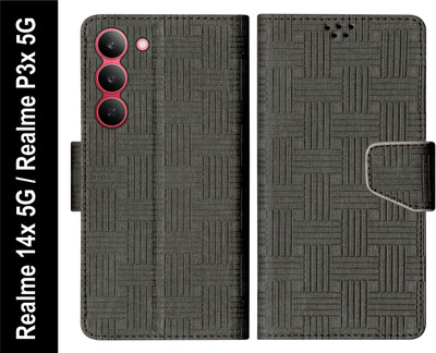SBMS Flip Cover for Realme 14x 5G / Realme P3x 5G Back Cover Case with Magnatic Closure(Black, Shock Proof, Pack of: 1)
