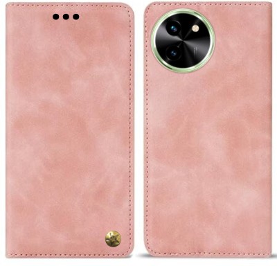 XSHIELD Flip Cover for Vivo Y58 5G Wallet-Genuine Leather- Card Holders-Shockproof Back Cover(Pink, Shock Proof, Pack of: 1)