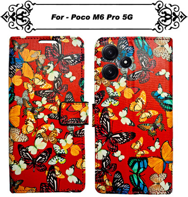 Asmart Flip Cover for Poco M6 Pro 5G(Red, Pack of: 1)