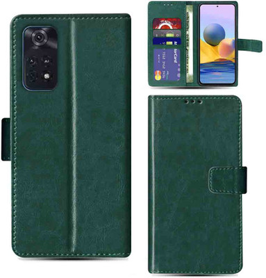 Kalua Mall Flip Cover for Poco M4 Pro mobile flip cover | Poco MZB0BGVIN mobile flip cover | Green(Green, Magnetic Case, Pack of: 1)