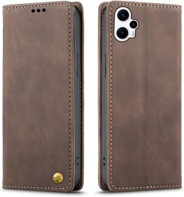 ClickAway Wallet Case Cover for Nothing Phone 2 | Highly Recommended (Best Selling)| Top Trending Flip Back Cover(Brown, Magnetic Case, Pack of: 1)