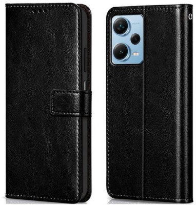 AKSP Flip Cover for Redmi Note 12 Pro Plus Leather Finish(Black, Magnetic Case, Pack of: 1)