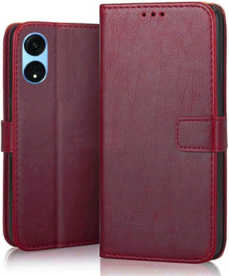 Trending Today Wallet Case Cover for Oppo A17k | Limited Edition Premium Business Series Flip Back Cover Case(Red, Shock Proof, Pack of: 1)