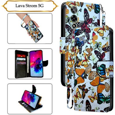 Cutemart Flip Cover for Lava Strom 5G(White, Pack of: 1)