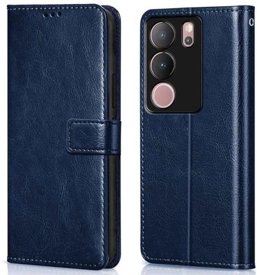 WOW Imagine Flip Cover for Vivo V29 | V29 Pro 5G (Flexible | Leather Finish | Card Pockets Wallet & Stand |(Blue, Magnetic Case, Pack of: 1)