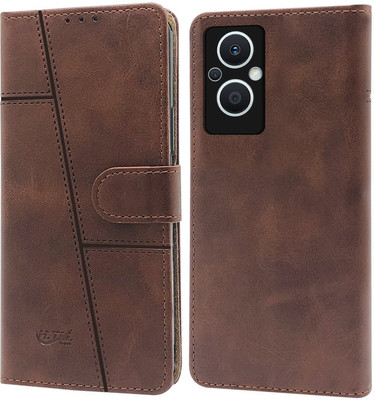 NIMMIKA ENTERPRISES Flip Cover for Oppo F21s Pro 5G(Premium leather material | 360-degree protection | Stand function)(Brown, Dual Protection, Pack of: 1)