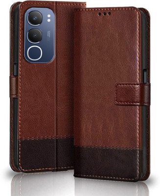 Perkie Flip Cover for vivo Y29 5G(Brown, Dual Protection)