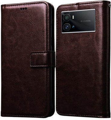 Never Late Flip Cover for IQOO 9 Pro(Brown, Grip Case, Pack of: 1)