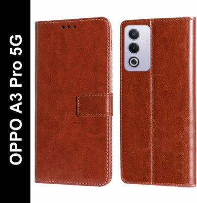 Wynhard Flip Cover for OPPO A3 Pro 5G(Brown, Grip Case, Pack of: 1)