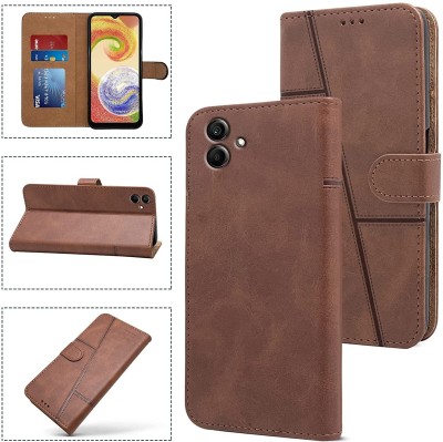 Anvee Flip Cover for Samsung A04(Brown, Card Holder, Pack of: 1)